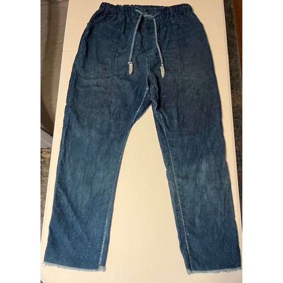VTG Dr Collectors Blue Corduroy Drawstring Pants Women's XL Wide Leg
